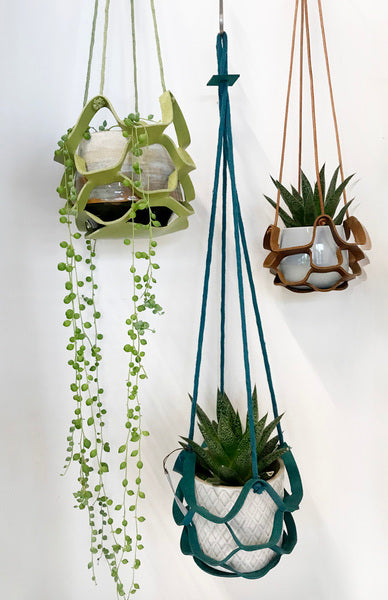 leather macrame plant hanger Plant Hanger (small) by Coterie Leather – Makers Guild in Wales
