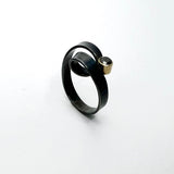 Ribbon Solitaire Silver Loop Ring with Black Diamond by Jodie Hook