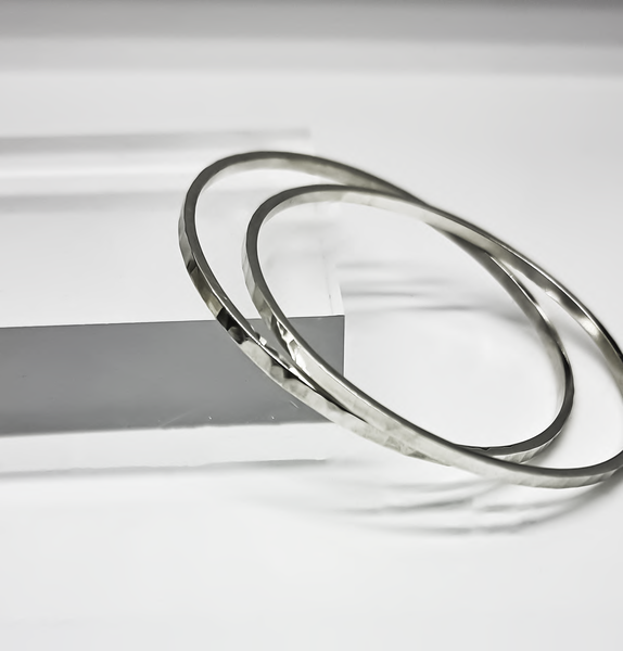 Hammered SIlver bangle by Rebecca Oldfield