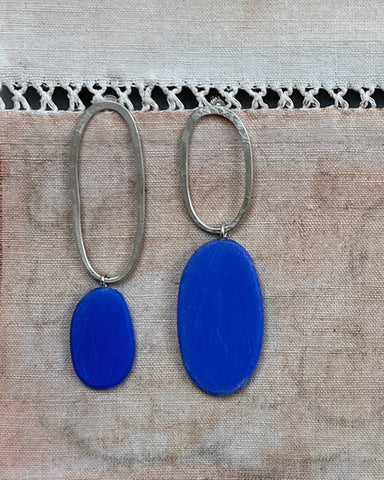 Big and Odd Earrings in Vivid Blue by Bronwen Gwillim