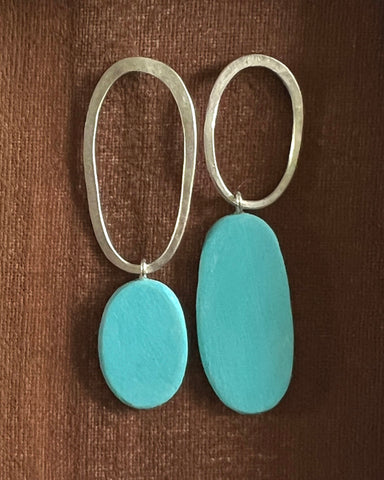Big and Odd Earrings in Turquoise by Bronwen Gwillim