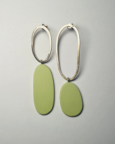 Big and Odd Earrings in Sage Green by Bronwen Gwillim