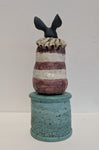 Hare with stripey bust by Helen Higgins