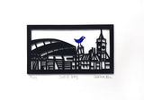 Cardiff Bay papercut by Caroline Rees