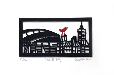 Cardiff Bay papercut by Caroline Rees