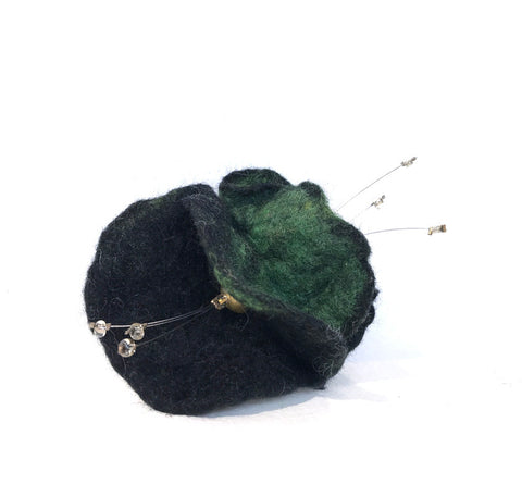 Green Crinkly Petal Brooch by Susie Vaughan