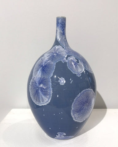 Crystalline vase in light blue by Simon Rich