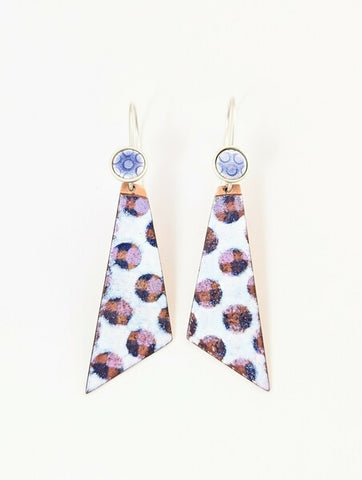 Check and spot long earrings (lilac) gan/by Kathryn Willis
