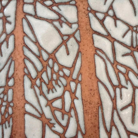 Two trees - enamel panel by Janine Partington