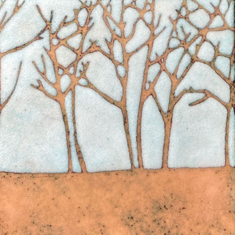 On the edge of the woods - enamel panel by Janine Partington