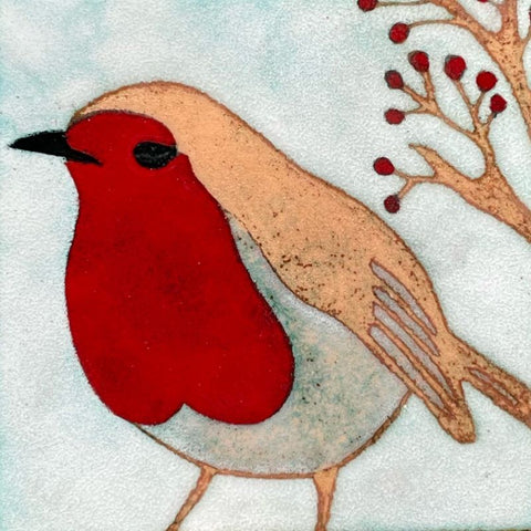 Robin - enamel panel by Janine Partington