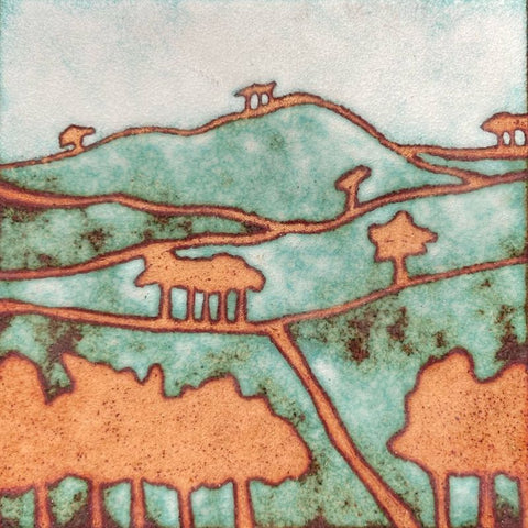 Landscape - enamel panel by Janine Partington