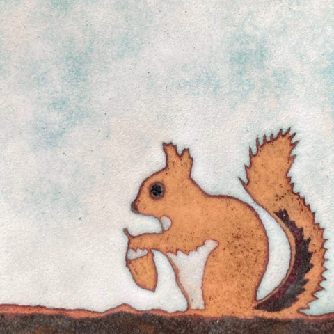 Squirell - enamel panel by Janine Partington