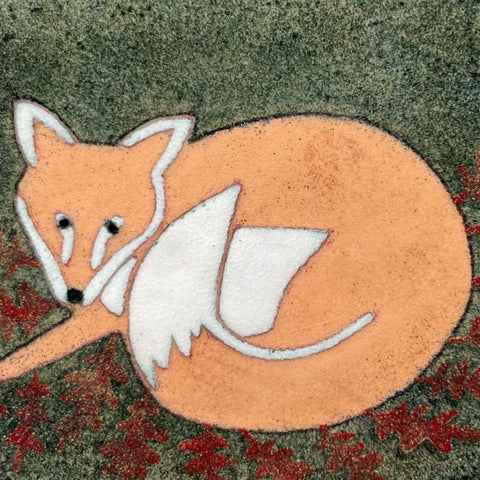 Mr Fox - enamel panel by Janine Partington