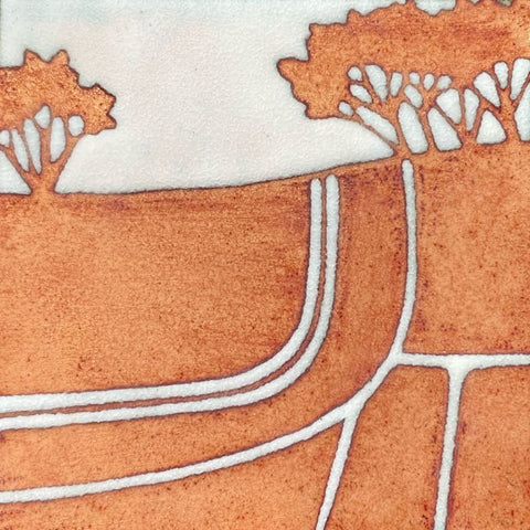 The fields - enamel panel by Janine Partington