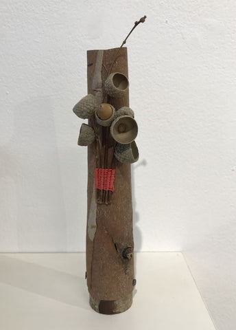 Eucalyptus bark pot with acorns by Jane Bevan