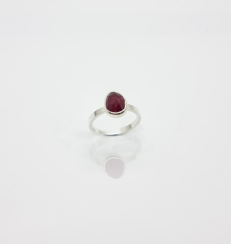 Faceted Garnet Ring Silver & 9ct Yellow Gold by Rebecca Oldfield