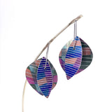 Fat oval earrings in orange/greens by Mandy Nash