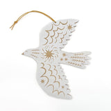 Screenprinted Wooden Decoration - White Winter Bird by Folded Forest