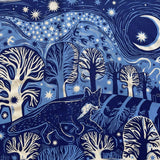 Cotton Tea Towel - Midnight Fox by Folded Forest