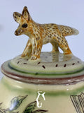 Lidded storage jar with fox by Margaret Brampton