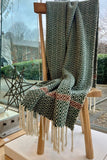 Green Forest Llanofer throw by Sioni Rhys Handweavers