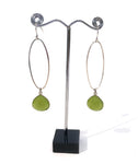 Oval green chalcedonay hook earrings by Anne Morgan