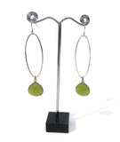 Oval green chalcedonay hook earrings by Anne Morgan