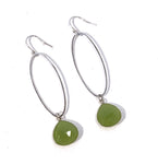 Oval green chalcedonay hook earrings by Anne Morgan