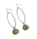 Oval green chalcedonay hook earrings by Anne Morgan