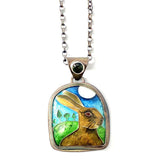 Moonlit Hare Pendant by Sarah Vourda Enamels