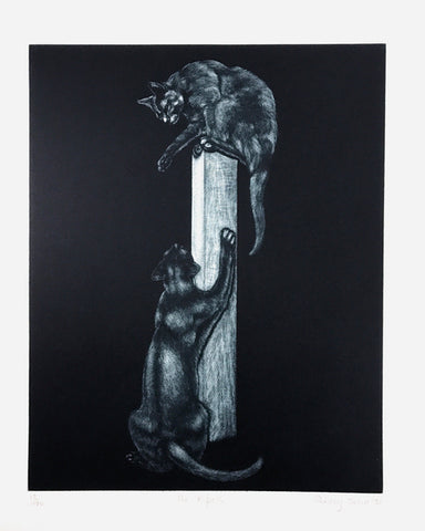 Large Cat Mezzontint: The Riposte by Shirley Jones