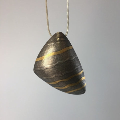 Oxidised silver shell form pendant by Sandra Elizabeth