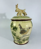 Storage jar with jumping rabbit by Margaret Brampton