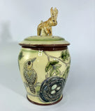 Storage jar with jumping rabbit by Margaret Brampton