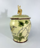 Storage jar with jumping rabbit by Margaret Brampton