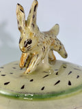 Storage jar with jumping rabbit by Margaret Brampton