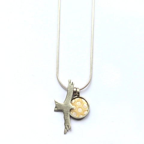 Red kite pendant with gold disc by Kathryn Willis