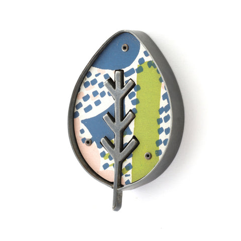 Large lapel leaf pin by Lindsey Mann