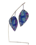 Long oval earrings in blues/purples by Mandy Nash