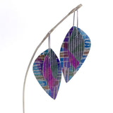 Long oval earrings in purples/greens by Mandy Nash