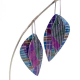 Long oval earrings in purples/greens by Mandy Nash