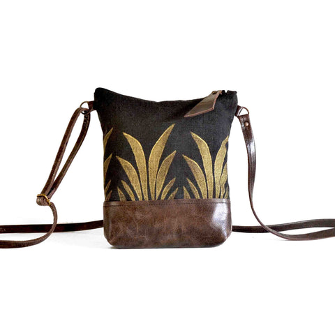 Mini Zip Top Bag in Midnight/Gold by Lynda Shell