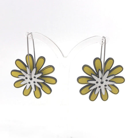 Floral Earrings in Yellow by Mandy Nash