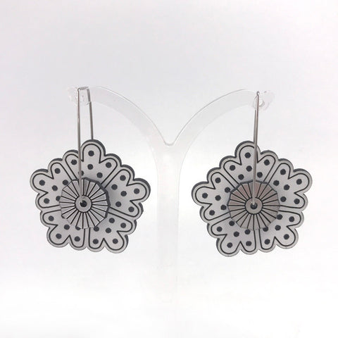 Floral Earrings in White by Mandy Nash