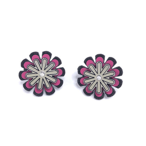 Floral Earstuds in Pink by Mandy Nash