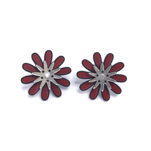 Floral Earstuds in Red by Mandy Nash