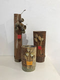 Silver birch bark pot with twined poppies by Jane Bevan