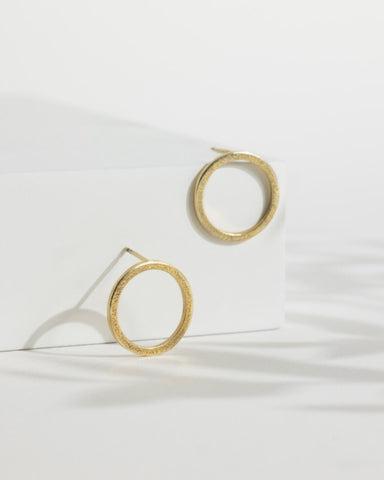 Gold Vermeil Sparkle Effect Circle Studs by Rebecca Oldfield
