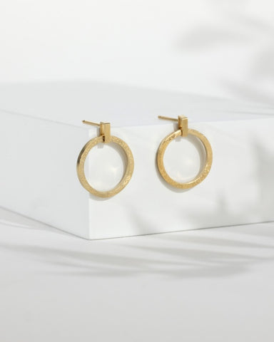 Gold Vermeil Drop Circle Earrings by Rebecca Oldfield